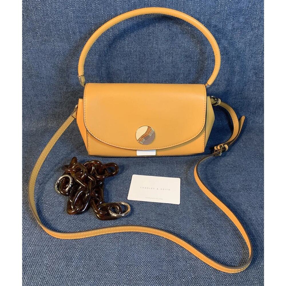 Charles & Keith Mini Shoulder Bag in Caramel Top Handle 2 Strap Options